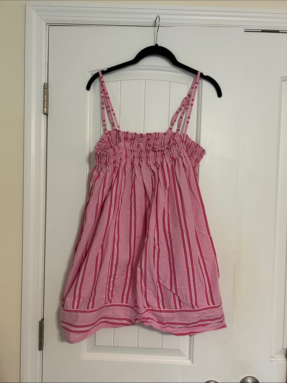 We The Free Pink Striped Smocked Cami